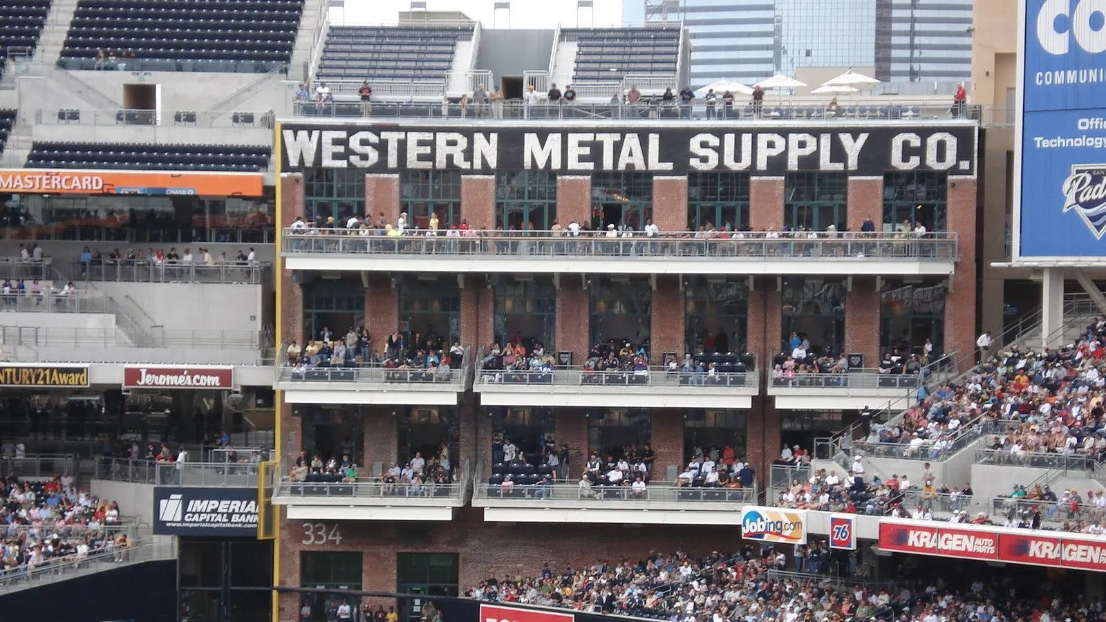 Petco Park in San Diego's East Village with the Western Metal Supply building
