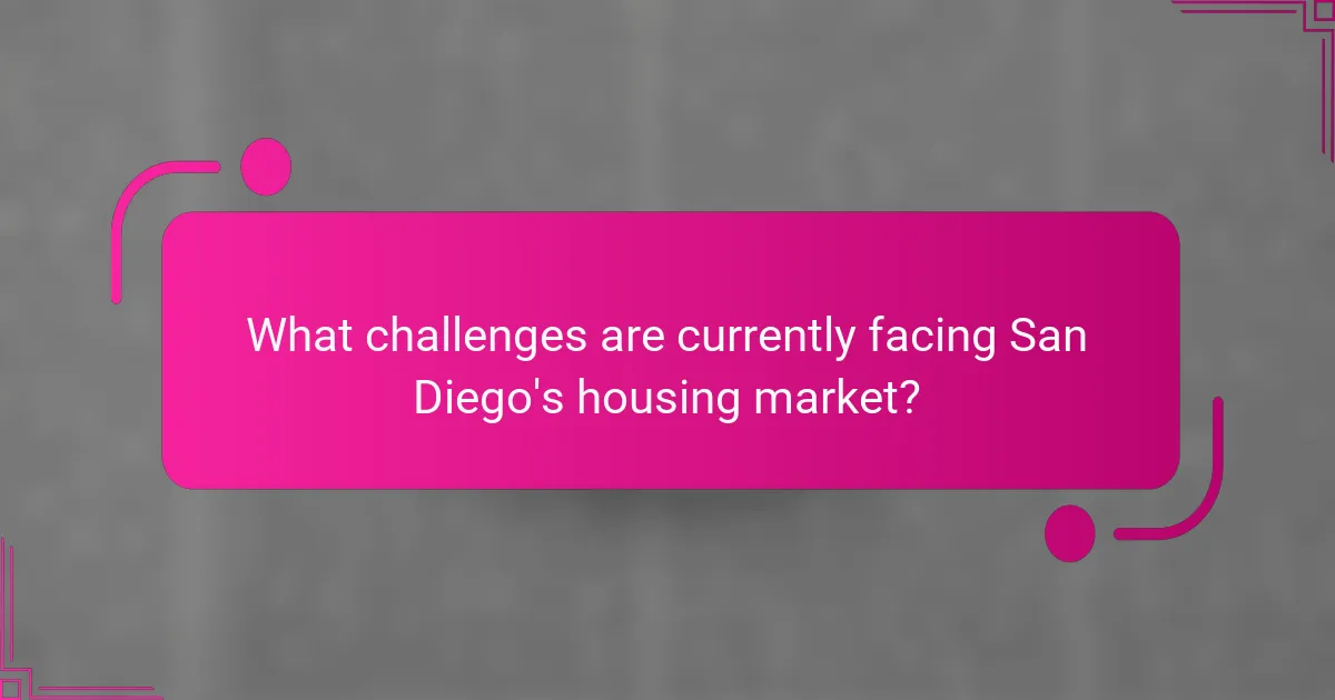 What challenges are currently facing San Diego's housing market?